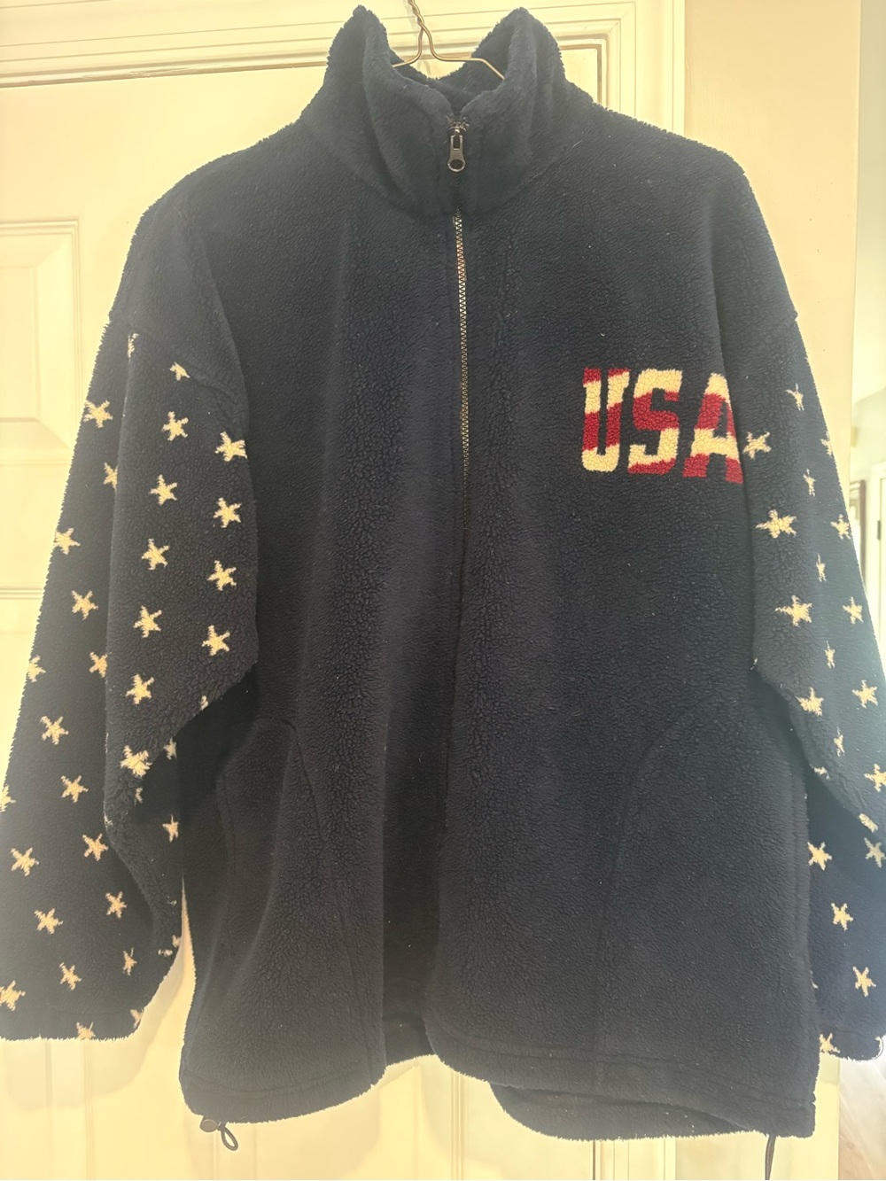 Bear Ridge Outfitters Navy Fleece Zip-Up Jacket with USA -Size Large